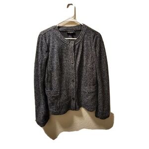 Talbots Black And White Bouncle Long Sleeve Jacket Size 12